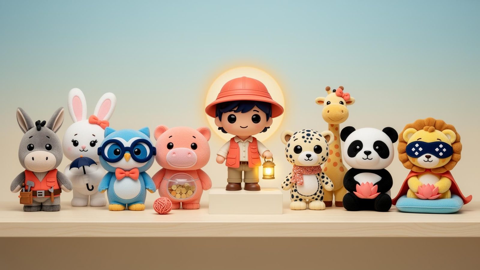 The Mighty Zookeeper with the Family Zoo plush characters
